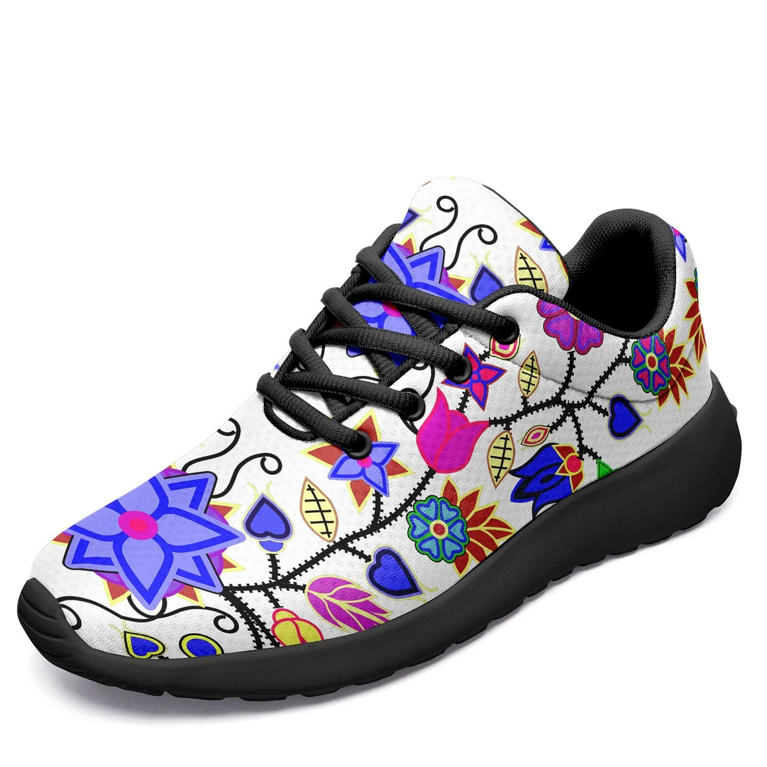 Floral Beadwork Seven Clans White Ikkaayi Sport Sneakers