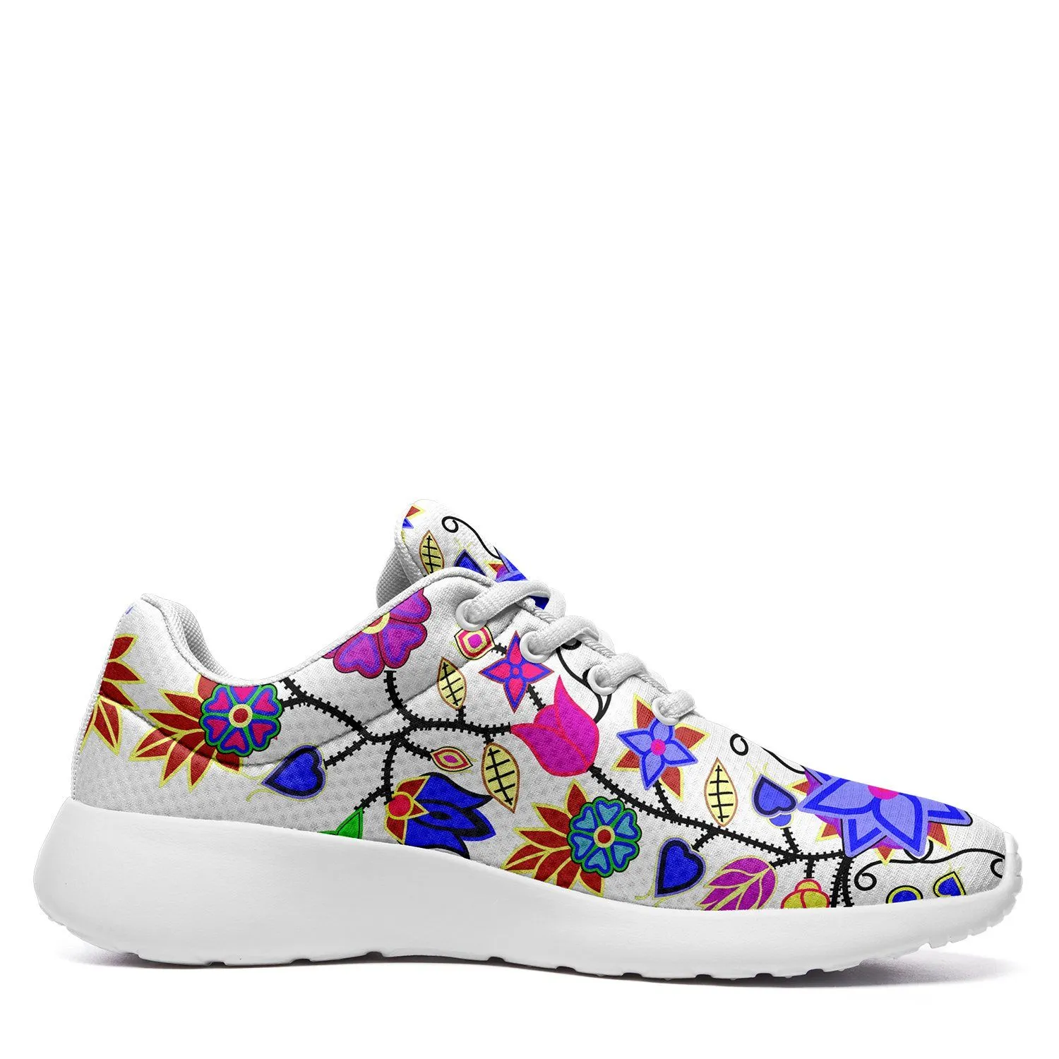Floral Beadwork Seven Clans White Ikkaayi Sport Sneakers
