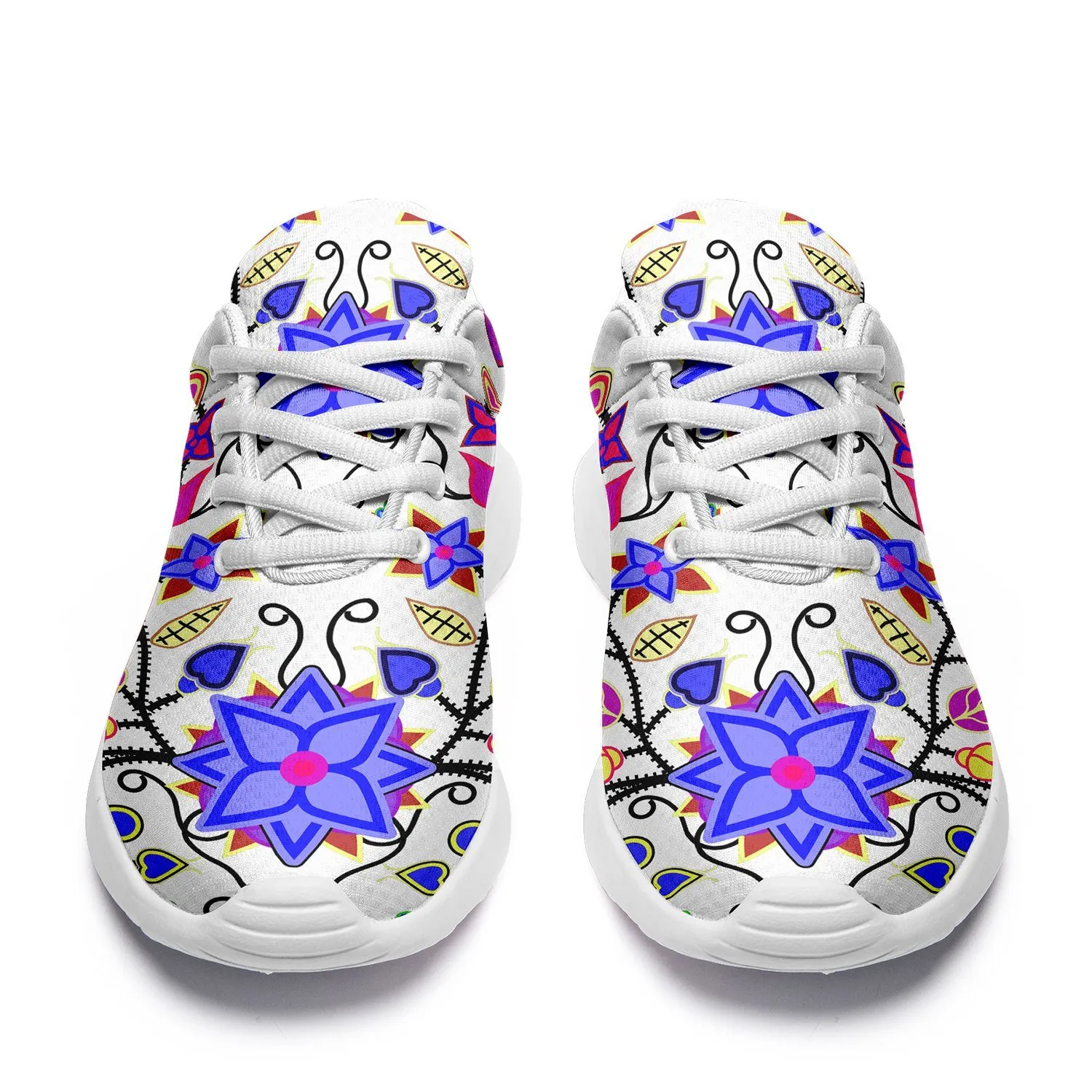 Floral Beadwork Seven Clans White Ikkaayi Sport Sneakers