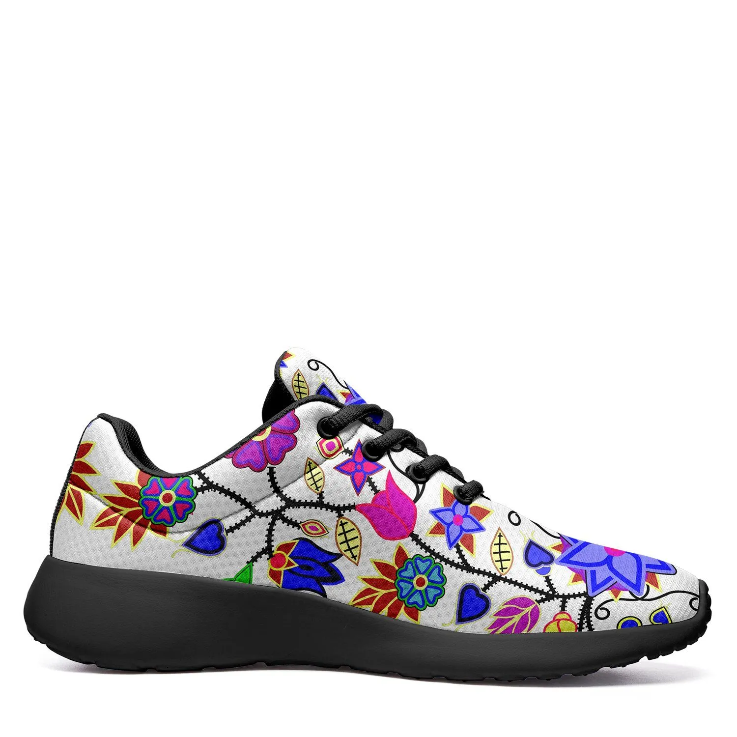 Floral Beadwork Seven Clans White Ikkaayi Sport Sneakers