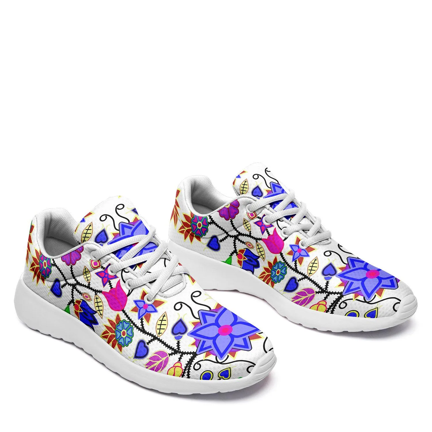 Floral Beadwork Seven Clans White Ikkaayi Sport Sneakers