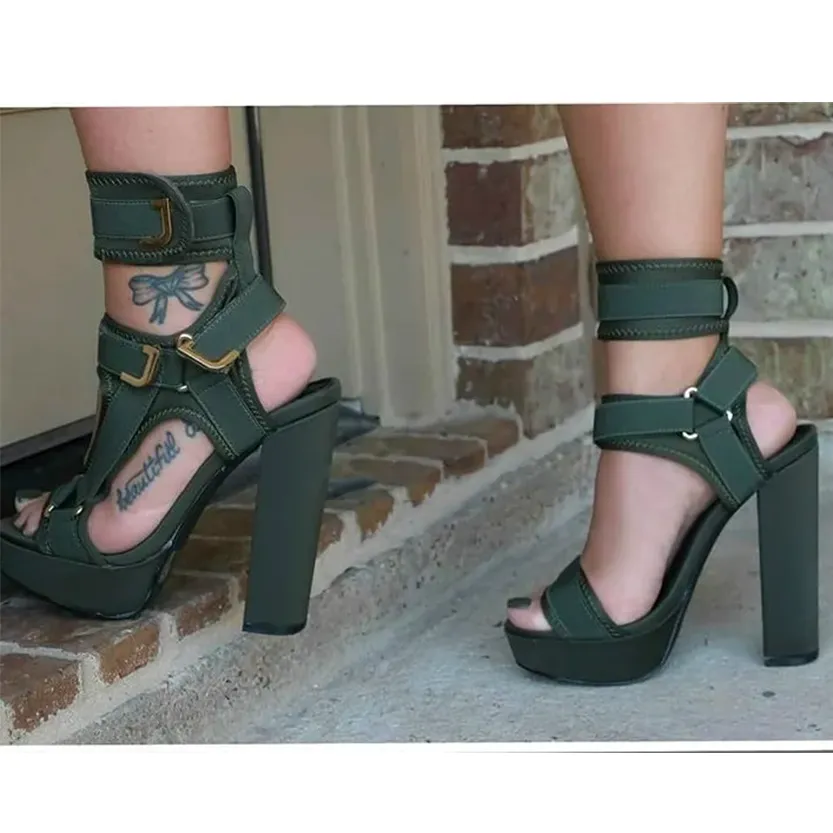 Funki Buys | Shoes | Women's Chunky Heel Strappy Sandals