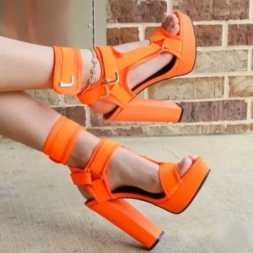 Funki Buys | Shoes | Women's Chunky Heel Strappy Sandals