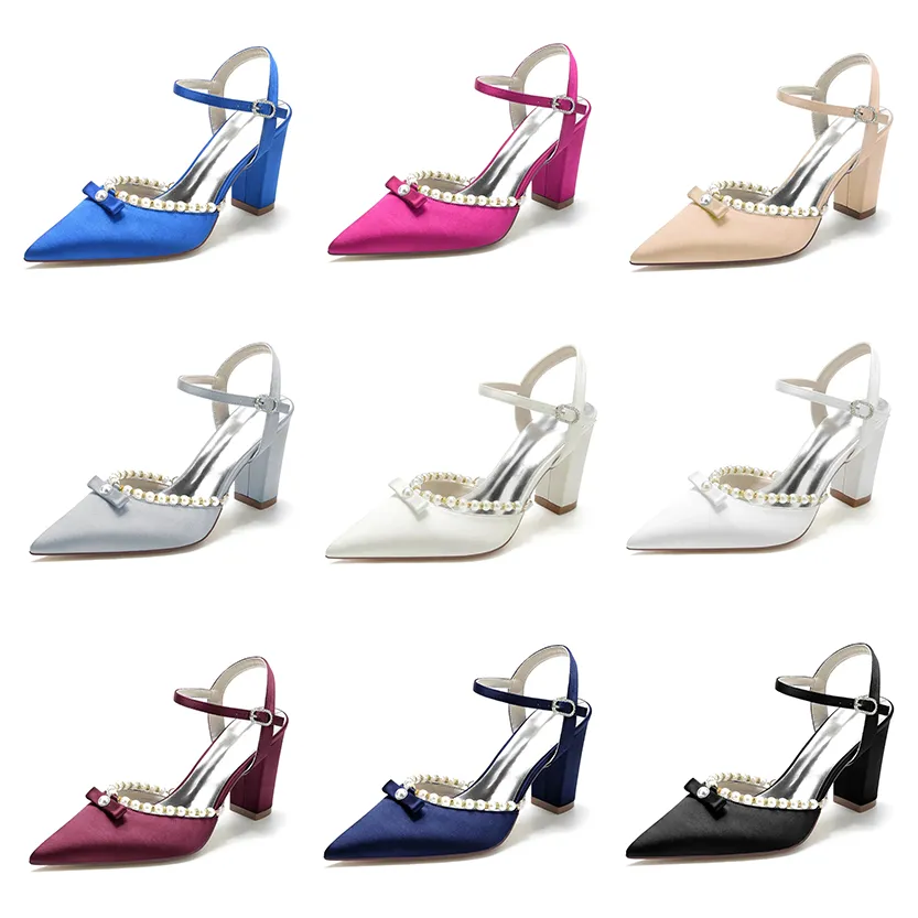 Funki Buys | Shoes | Women's Satin Pearl Wedding Block Heels