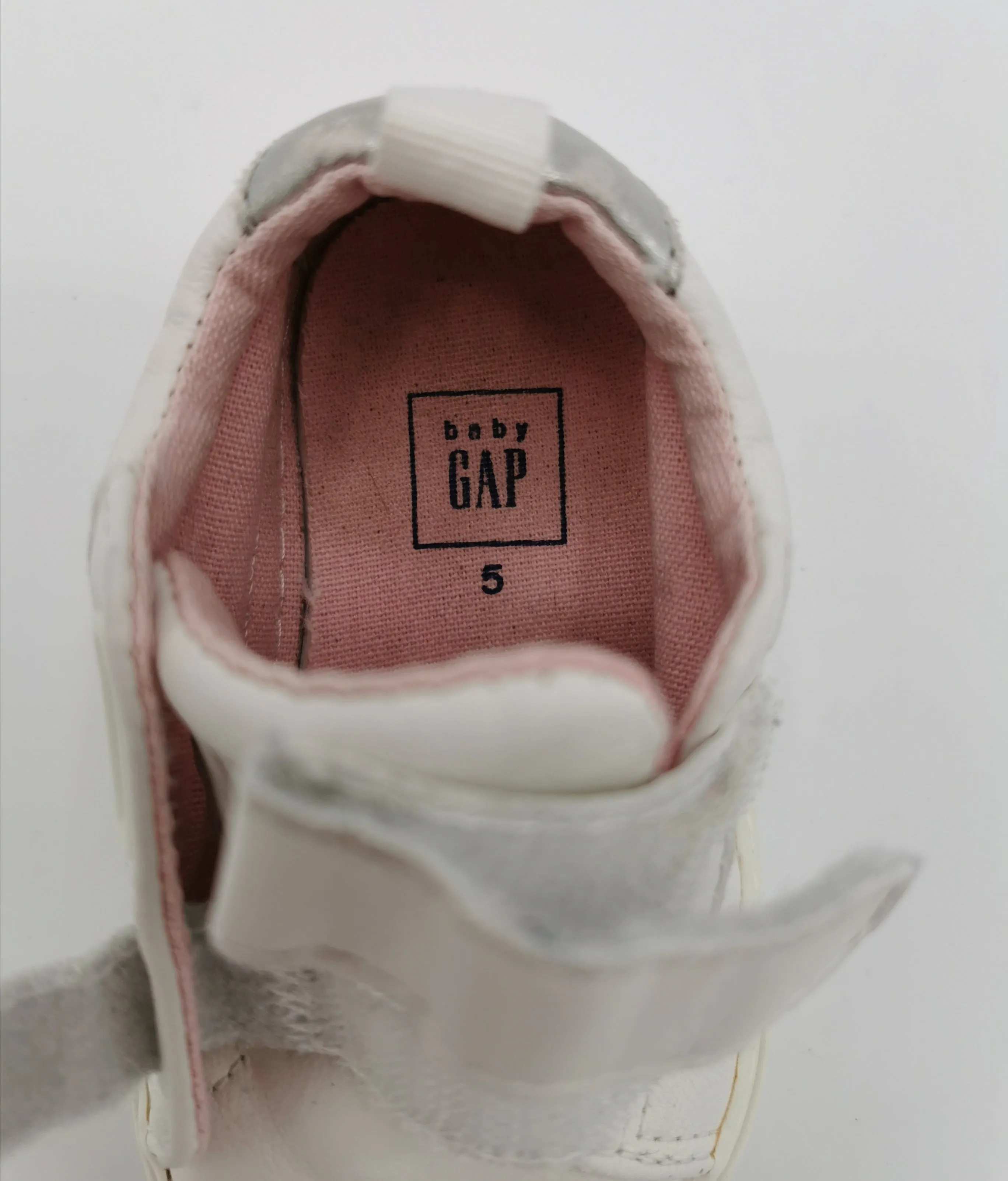 GIRL SIZE 5 TODDLER - BABY GAP, White Velcro Shoes VGUC B2