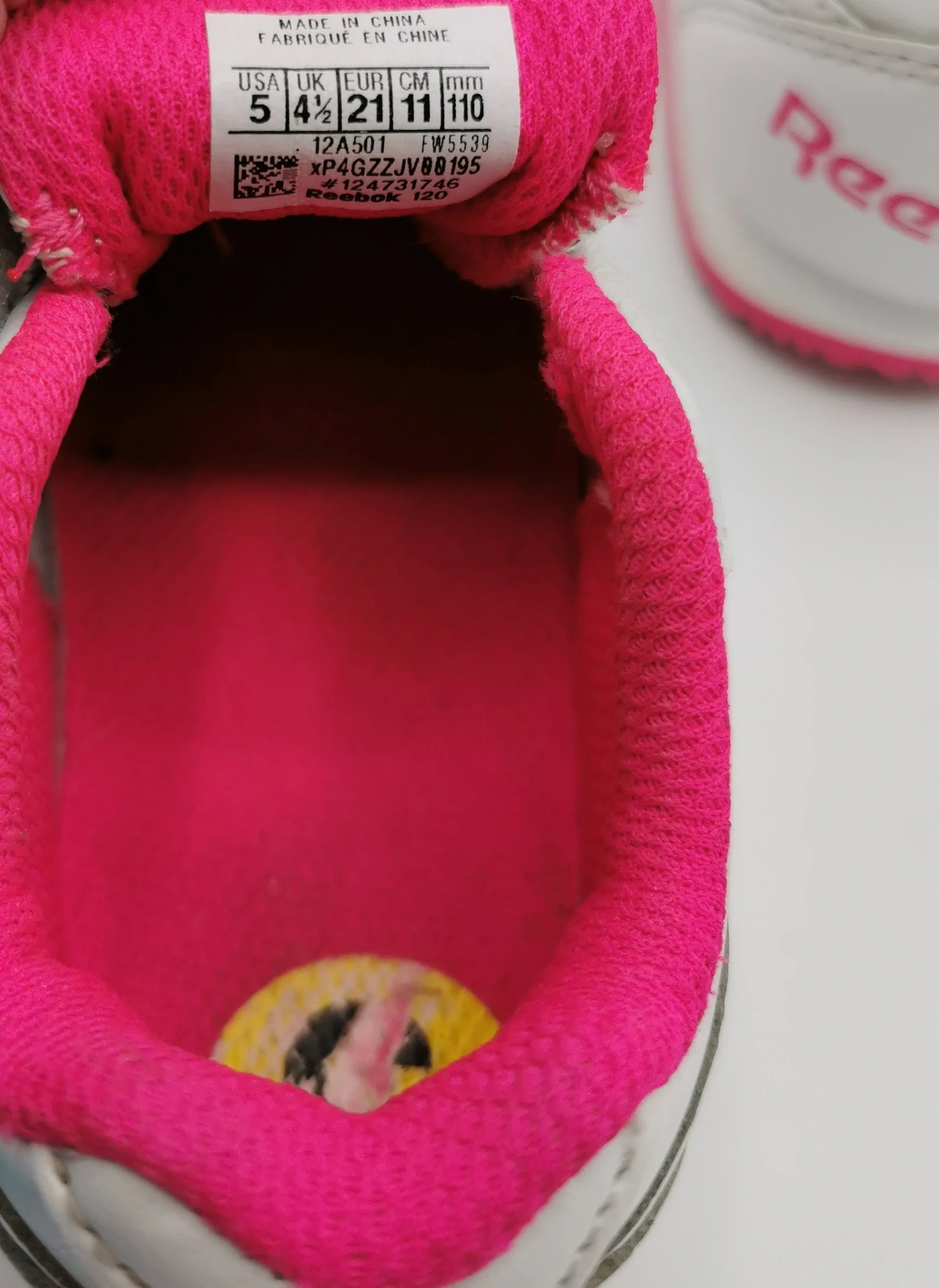 GIRL SIZE 5 TODDLER - REEBOK, Unicorn Running Shoes EUC B2