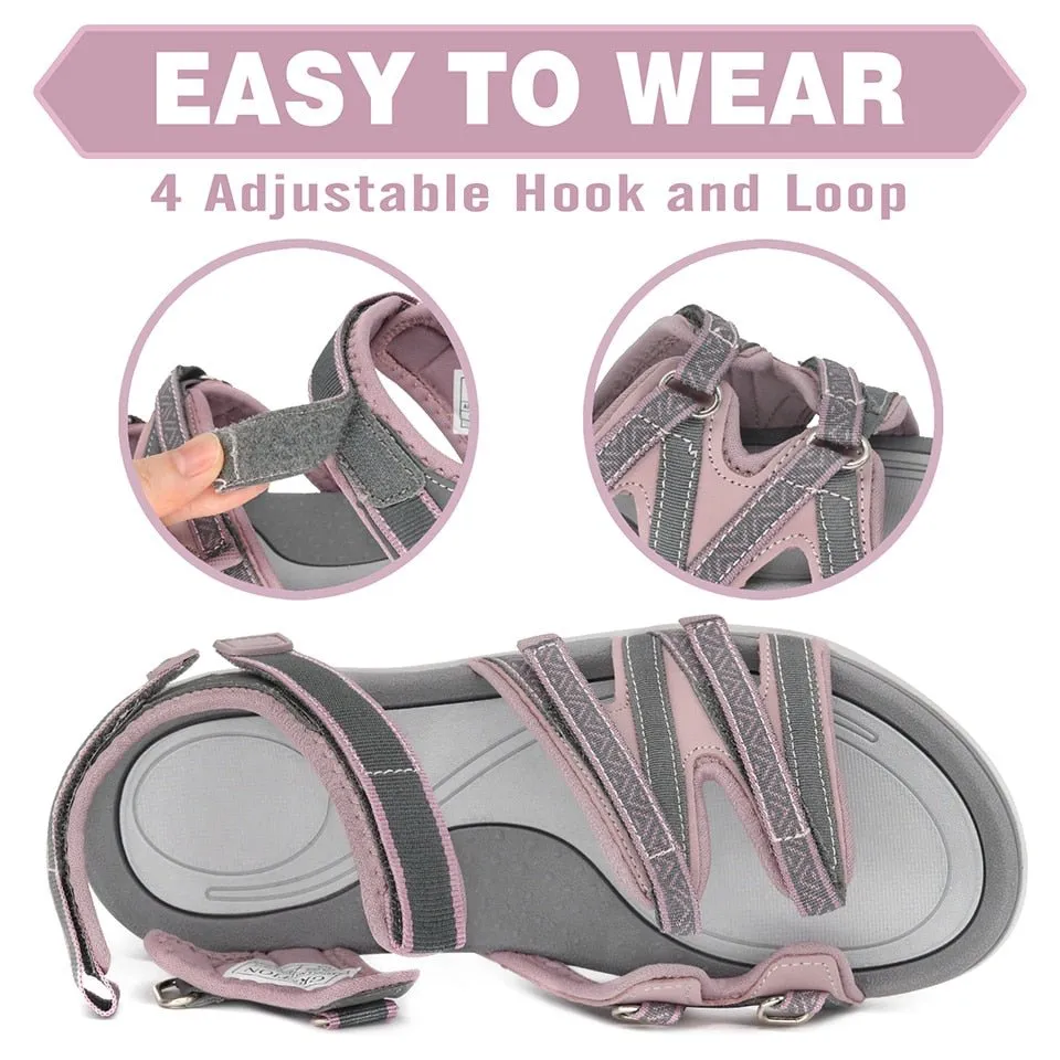 GRITION Breathable Non Slip Strappy Velcro Sandal Shoes