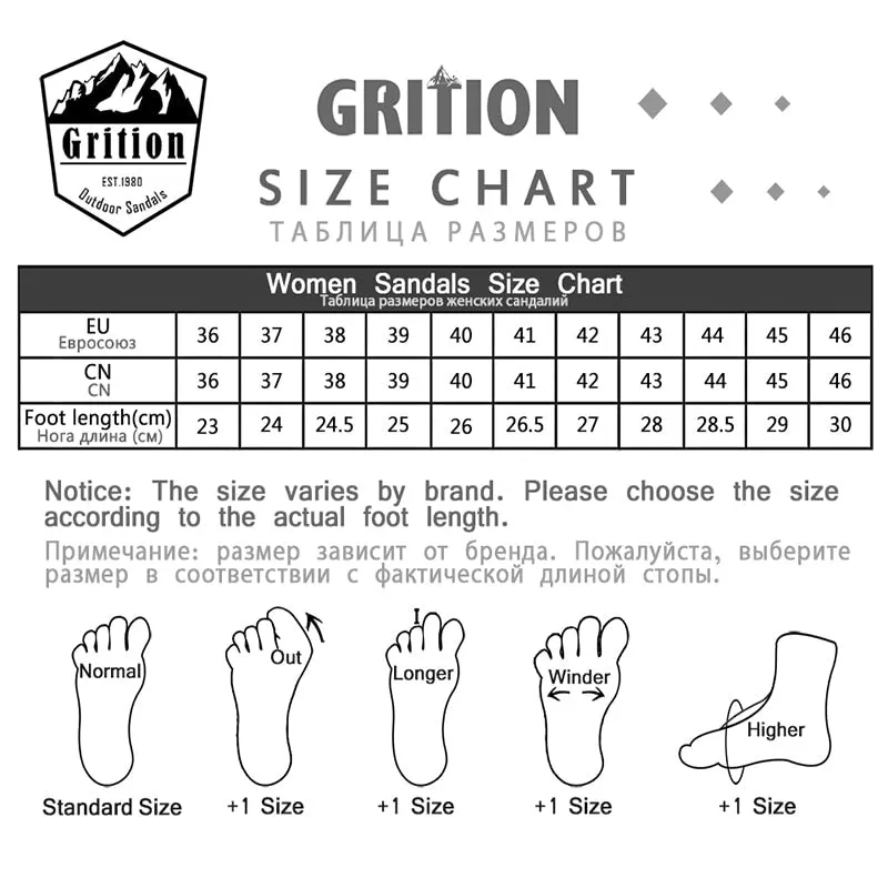 GRITION Breathable Non Slip Strappy Velcro Sandal Shoes
