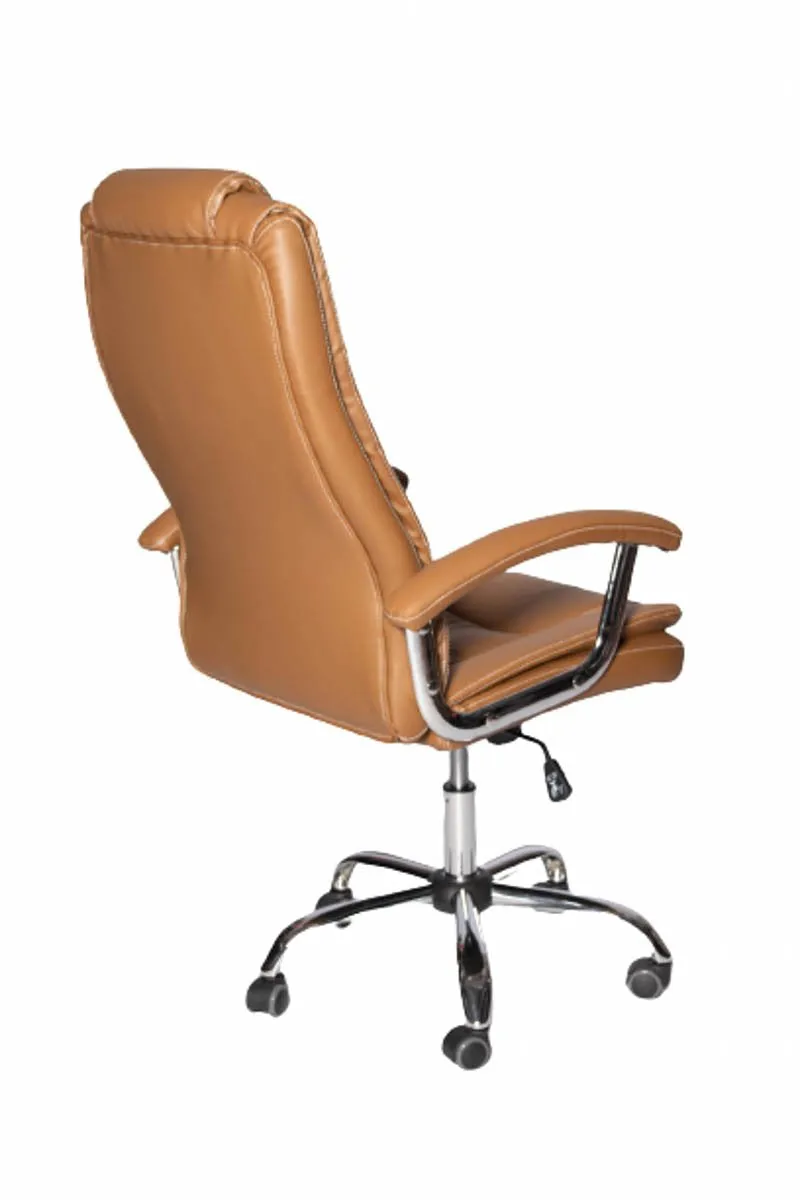 High-Back And Adjustable Height Executive Swivel Office Chair 521H Brown