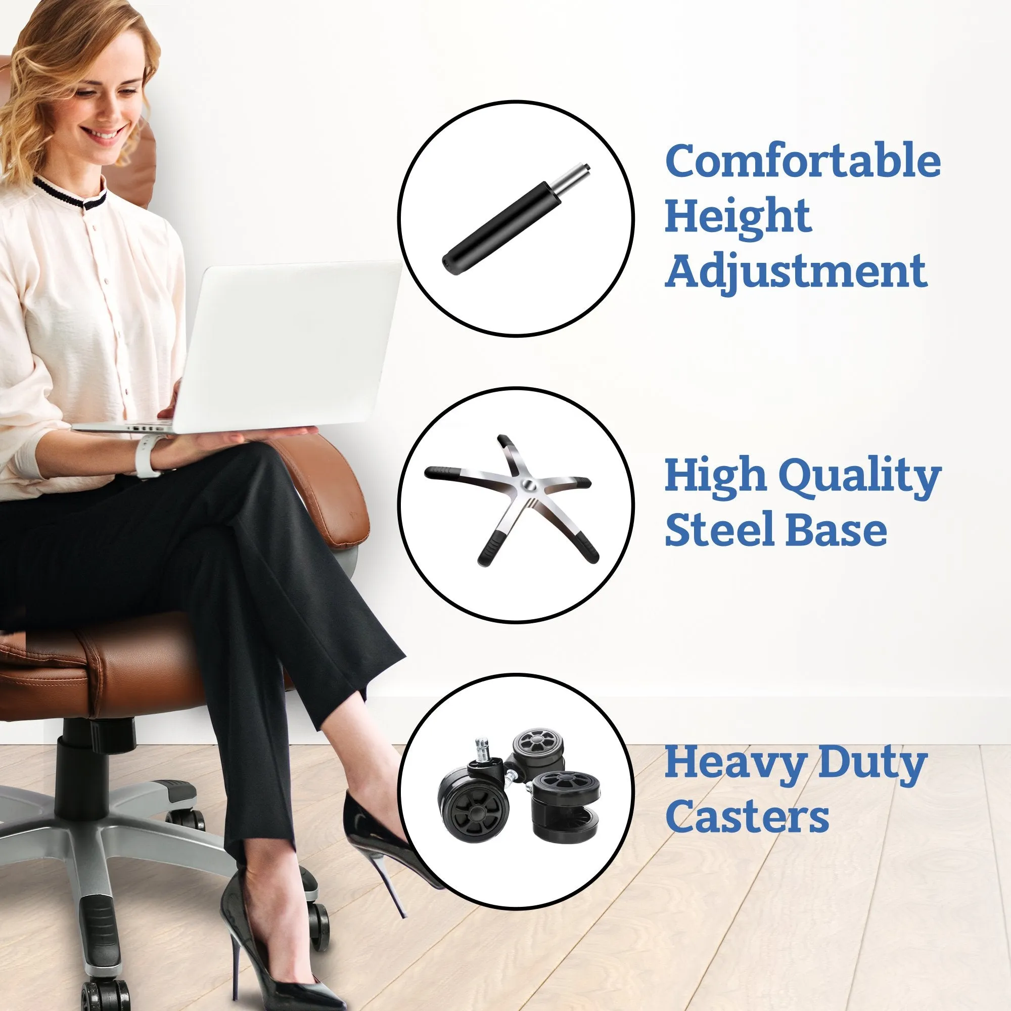 High Back Pu Leather Ergonomic Office Chair 8890H Brown