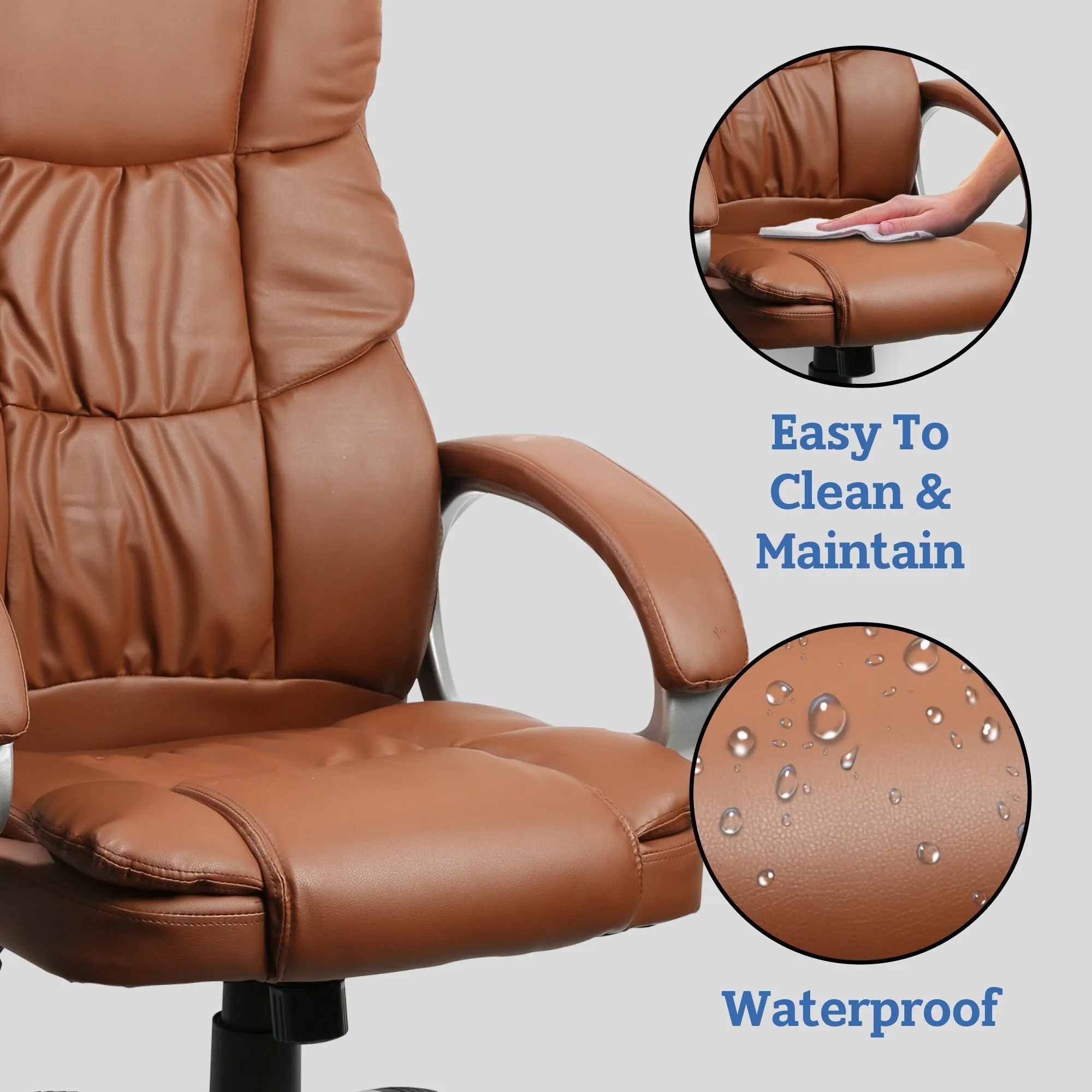 High Back Pu Leather Ergonomic Office Chair 8890H Brown