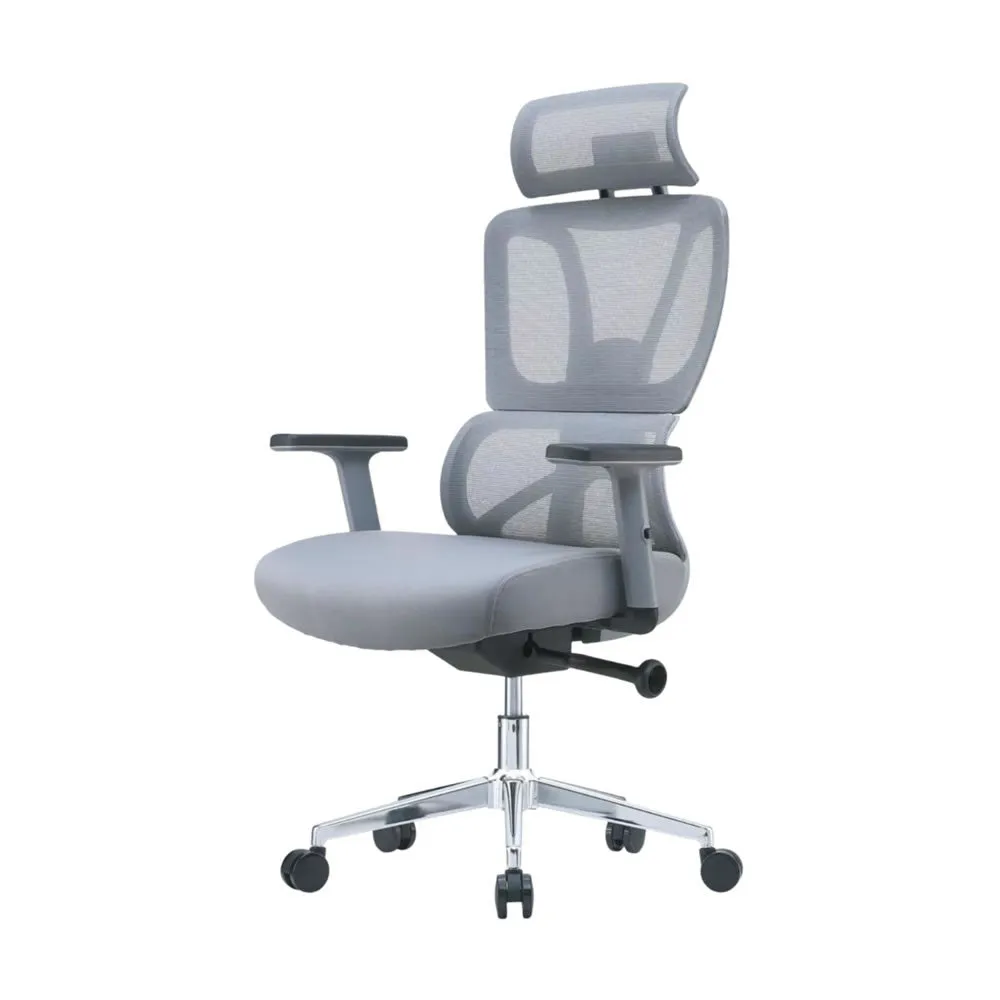 High Back Swivel Mesh Office Chairs With Lumbar Support And Headrest Grey