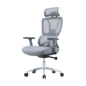 High Back Swivel Mesh Office Chairs With Lumbar Support And Headrest Grey
