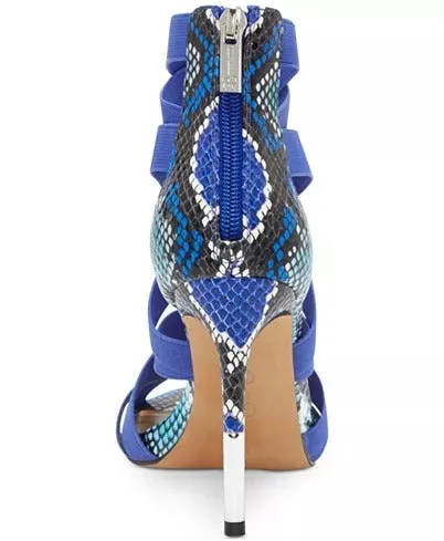 Jessica Simpson Jyra 2 Heeled Sandal Blue Snake Elastic High Stiletto Heel Pumps