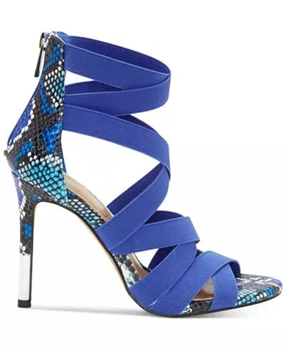 Jessica Simpson Jyra 2 Heeled Sandal Blue Snake Elastic High Stiletto Heel Pumps
