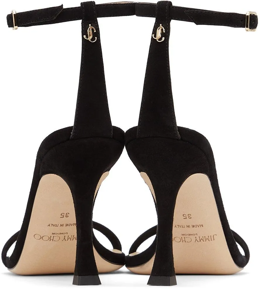 Jimmy Choo Black Suede Marin 90 Heeled Sandals