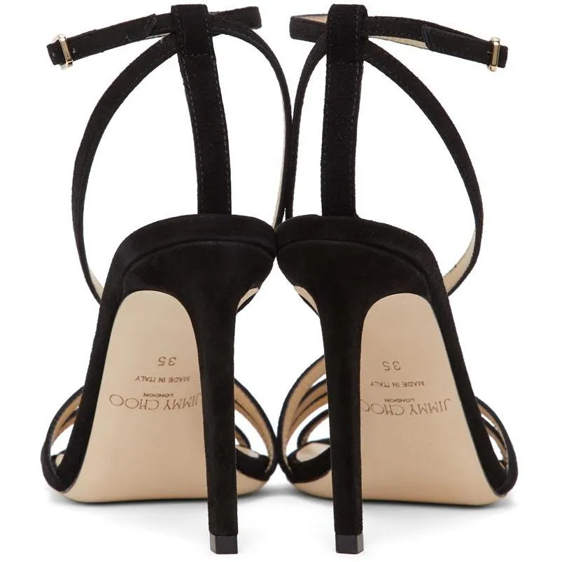 Jimmy Choo Black Suede Tesca 100 Sandals