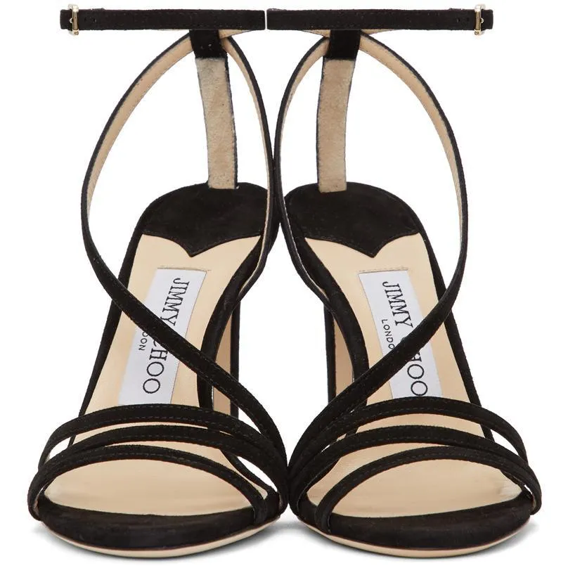 Jimmy Choo Black Suede Tesca 100 Sandals