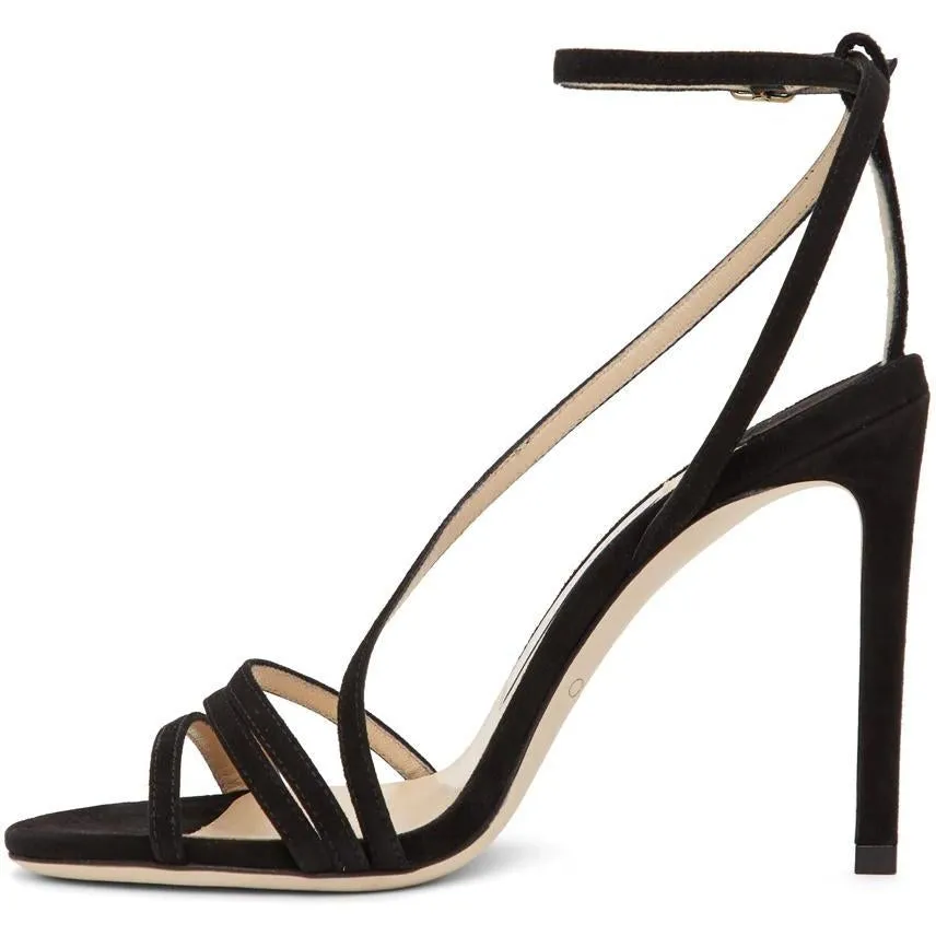 Jimmy Choo Black Suede Tesca 100 Sandals