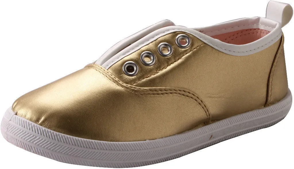 kids 5-10 gold pu slip ons Case of 18