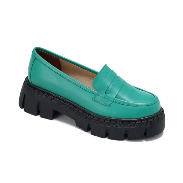 Leather Platform Loafers