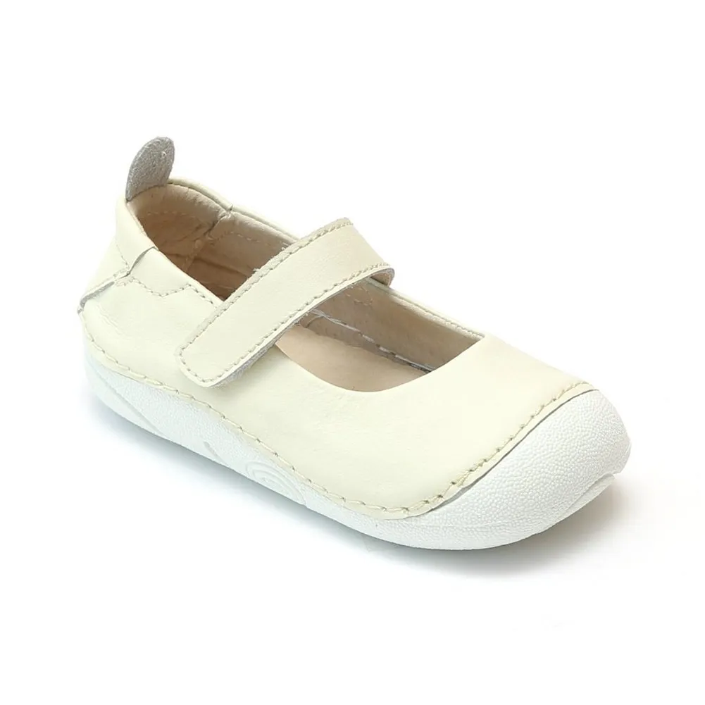 Little Girls Cream Leather Flexible Mary Jane Shoes 5-7 Toddler