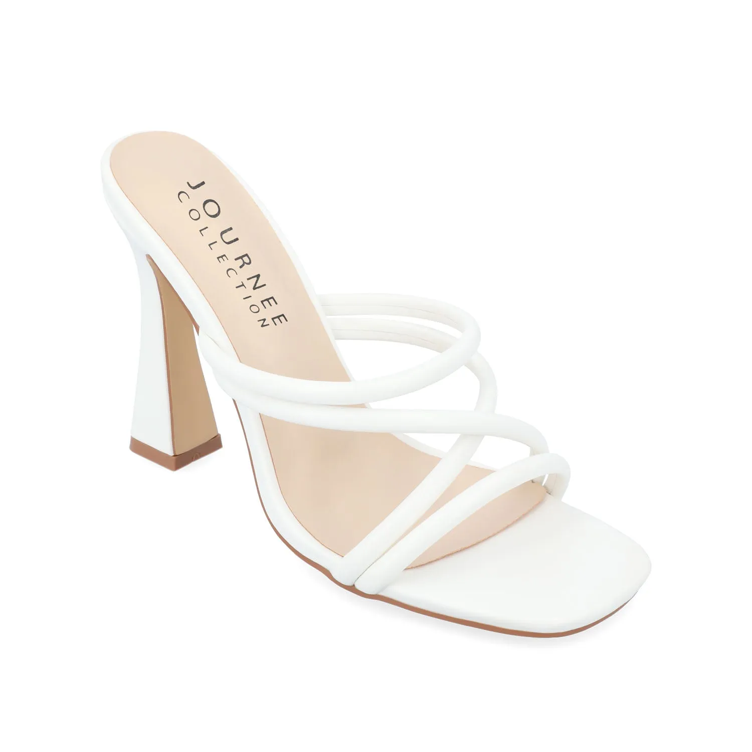 LOUISSE MULTI STRAP HEELS IN FAUX LEATHER