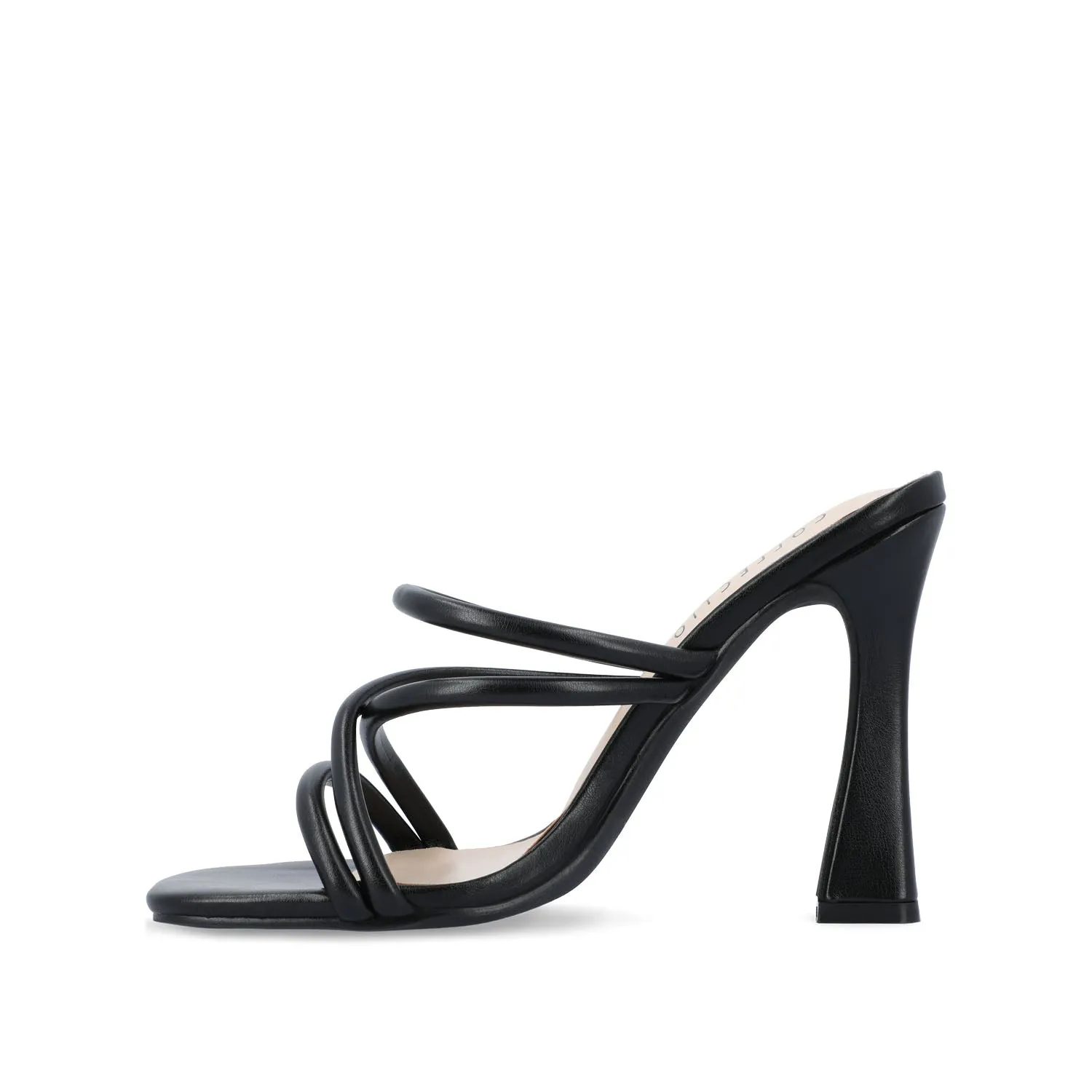 LOUISSE MULTI STRAP HEELS IN FAUX LEATHER