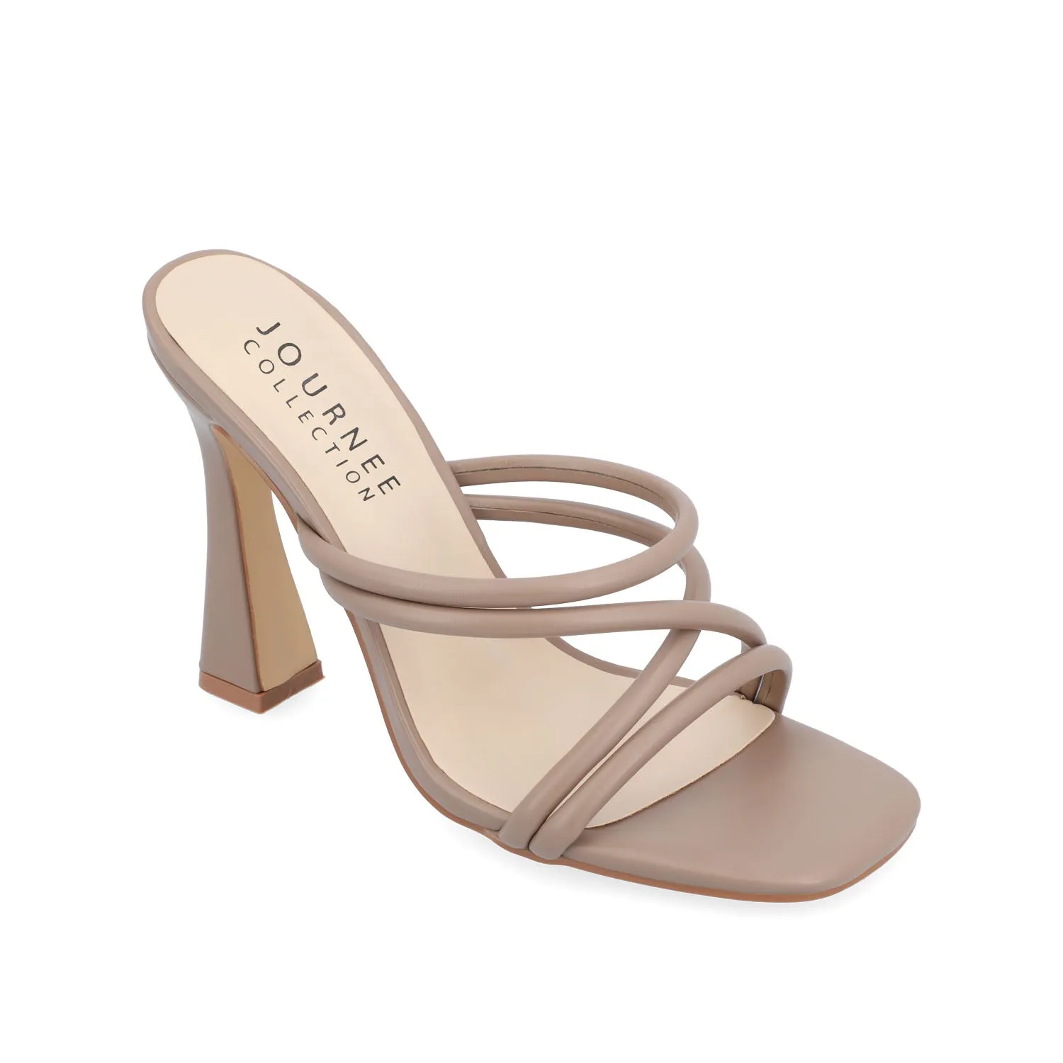 LOUISSE MULTI STRAP HEELS IN FAUX LEATHER