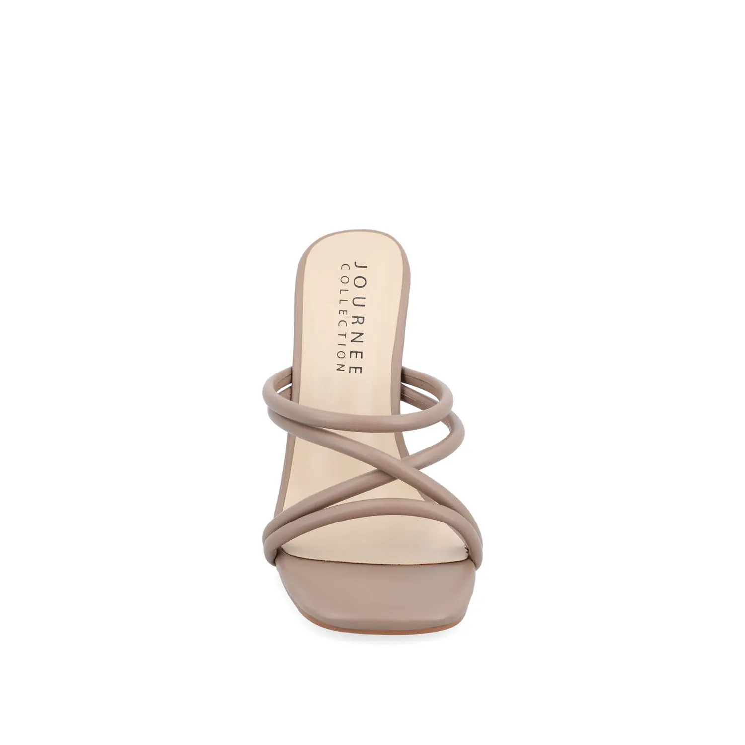 LOUISSE MULTI STRAP HEELS IN FAUX LEATHER