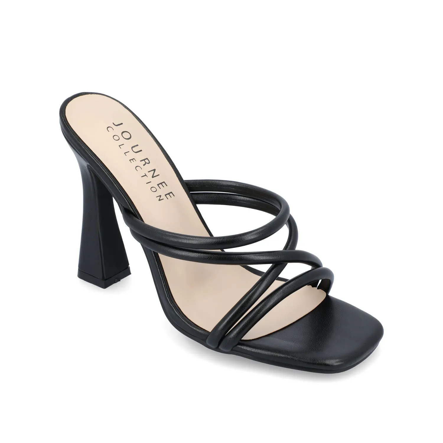 LOUISSE MULTI STRAP HEELS IN FAUX LEATHER
