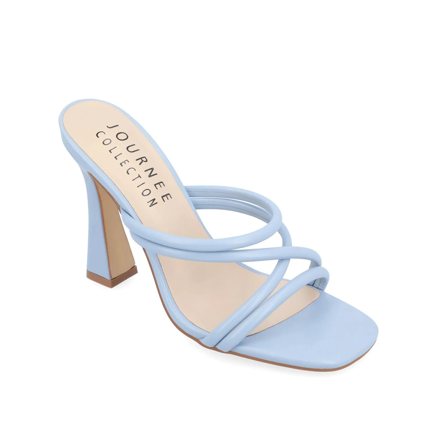 LOUISSE MULTI STRAP HEELS IN FAUX LEATHER