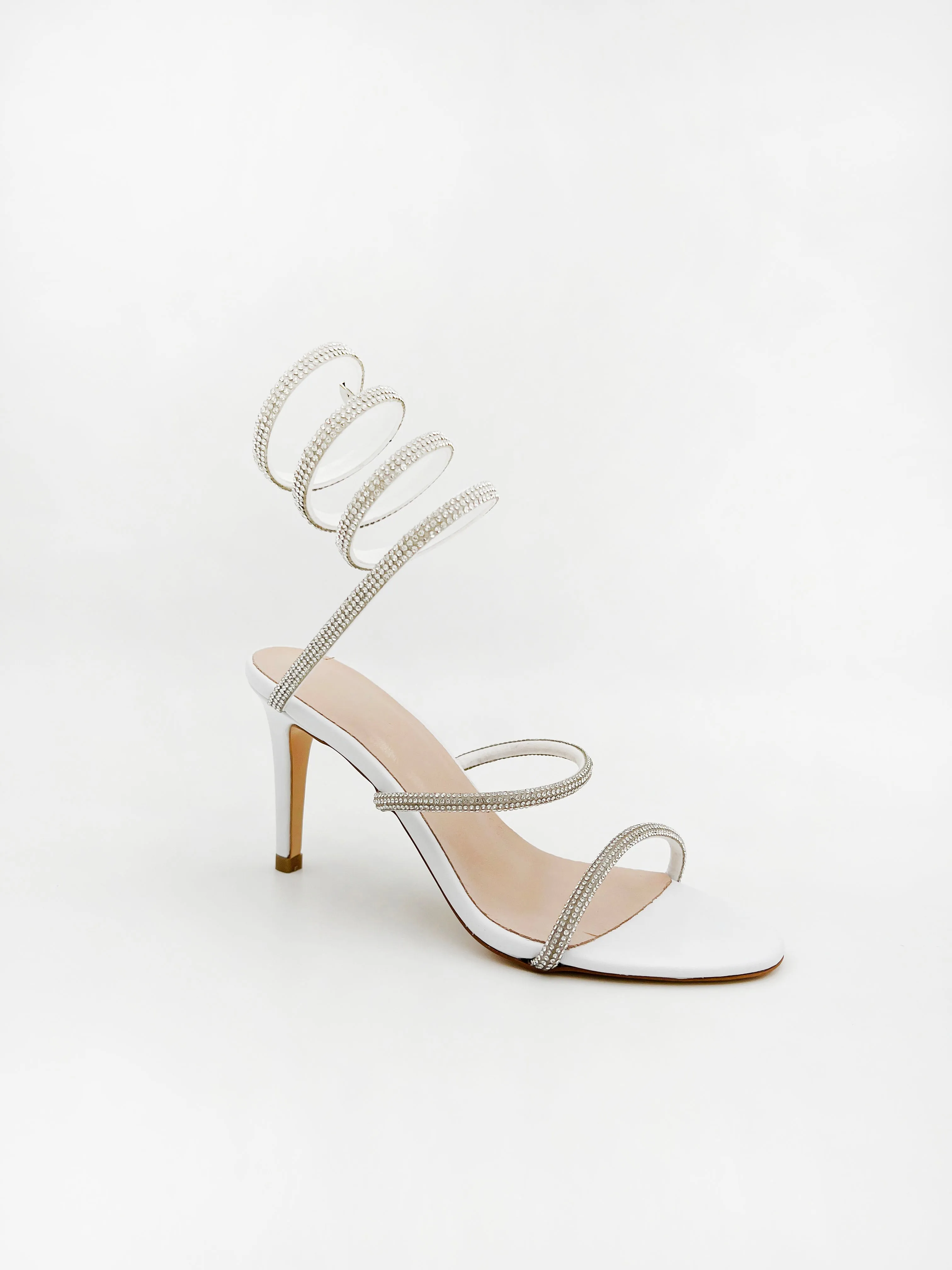 MEDIUM HEELED SANDALS IN WHITE