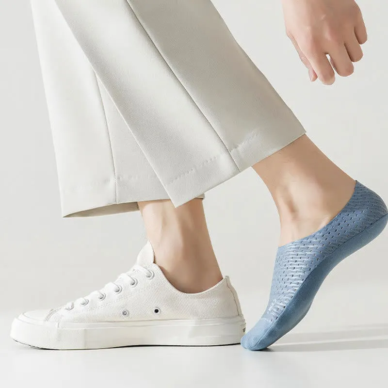Plus Size Solid Color Mesh No Show Socks(6 Pairs)