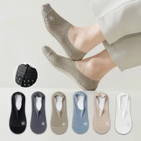 Plus Size Solid Color Mesh No Show Socks(6 Pairs)
