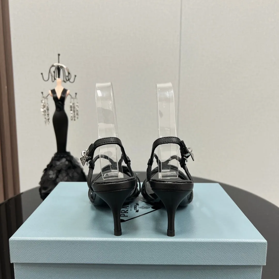 PRA HEELED SANDALS BLACK LAMBSKIN