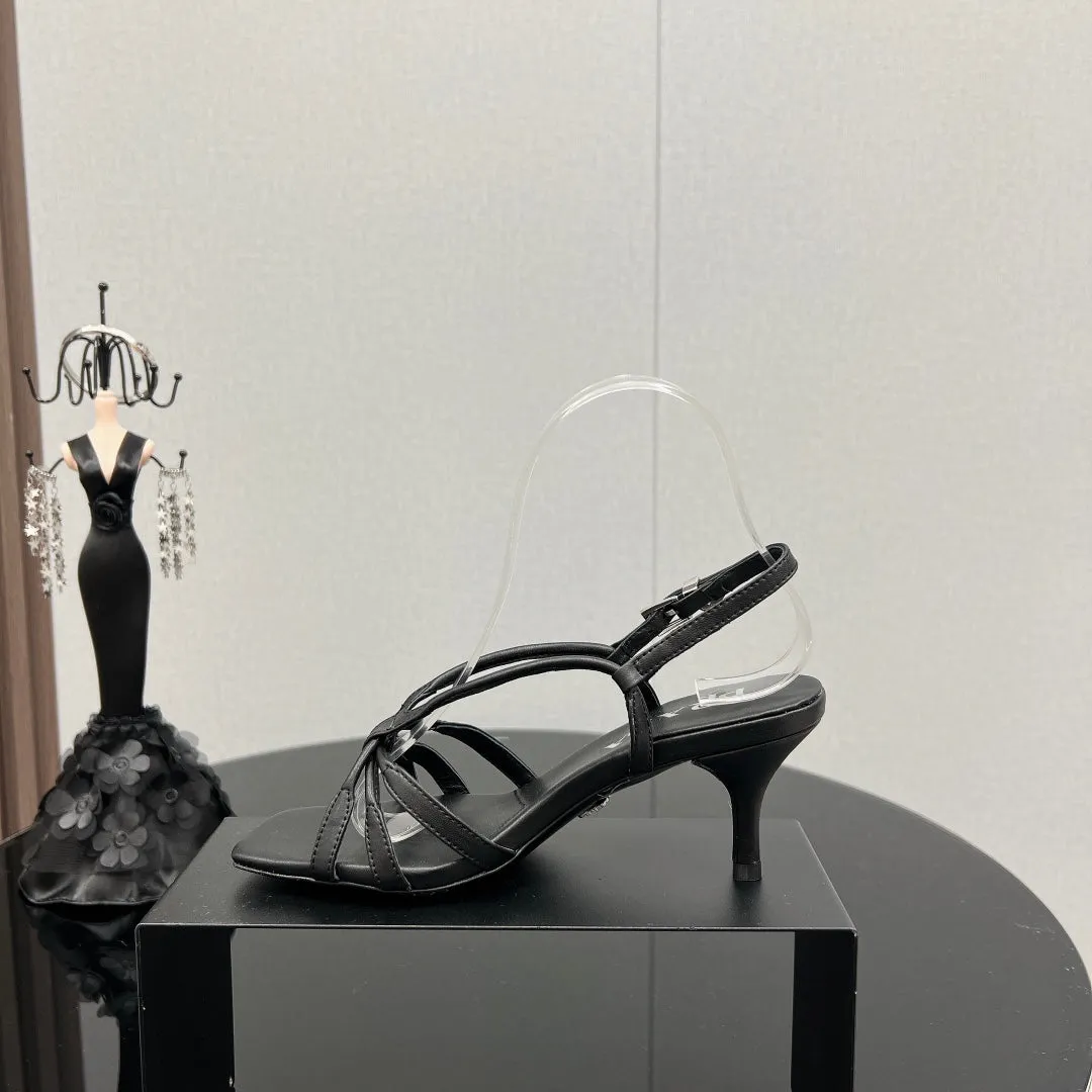 PRA HEELED SANDALS BLACK LAMBSKIN