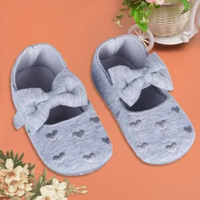 Princess Heart Premium Girls Anti-Slip Ballerina Booties - Grey