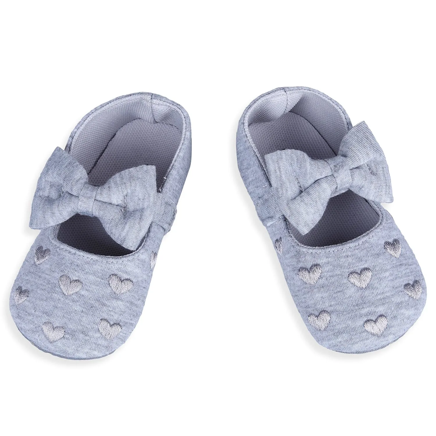 Princess Heart Premium Girls Anti-Slip Ballerina Booties - Grey
