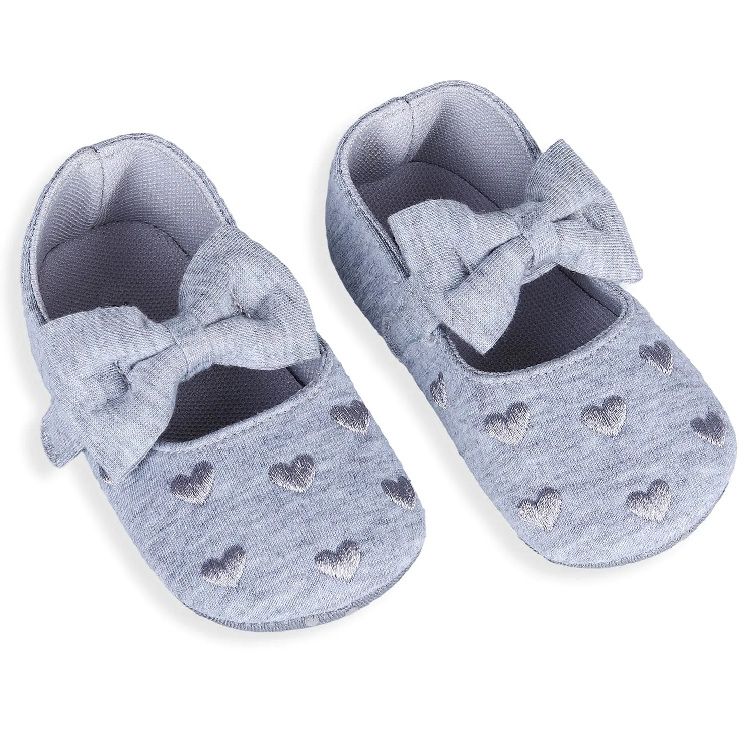 Princess Heart Premium Girls Anti-Slip Ballerina Booties - Grey
