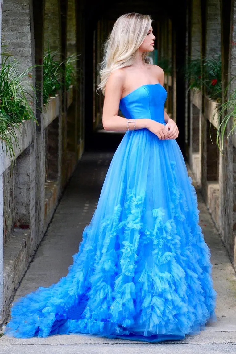 Red A-Line Strapless Long Prom Dress Elegant Pageant Gown OP650