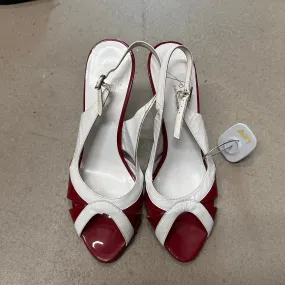 Red White Sling Back Heels