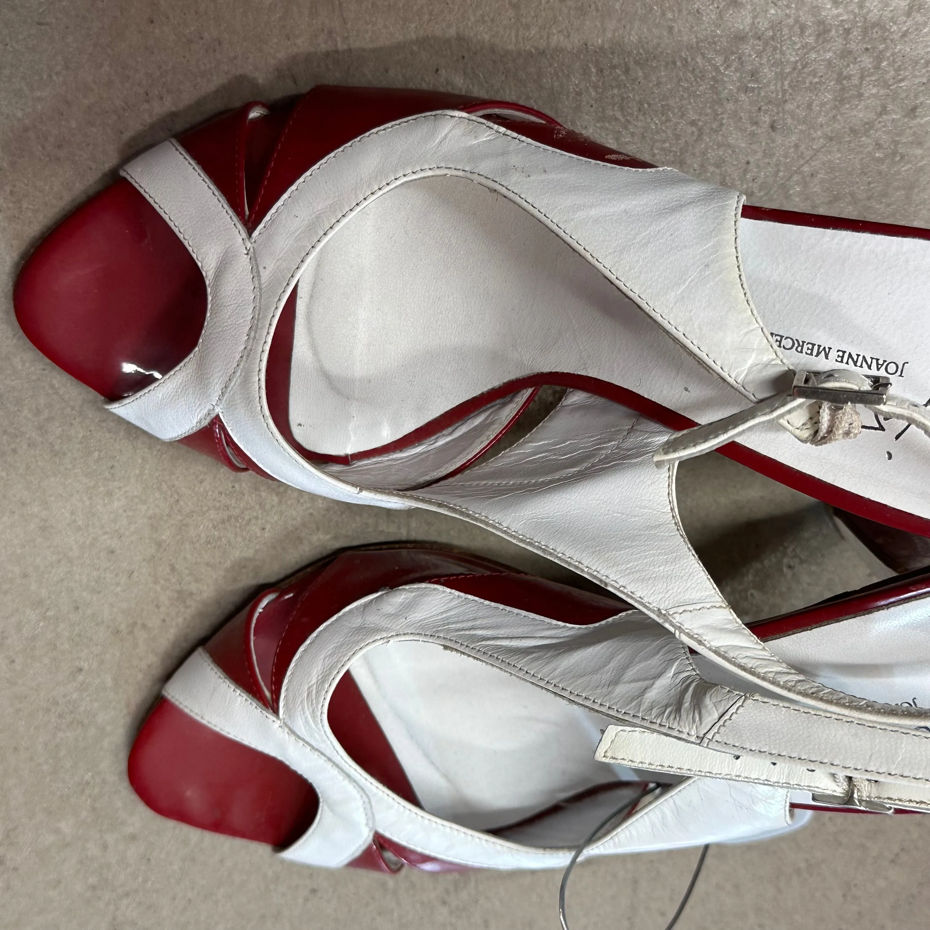 Red White Sling Back Heels