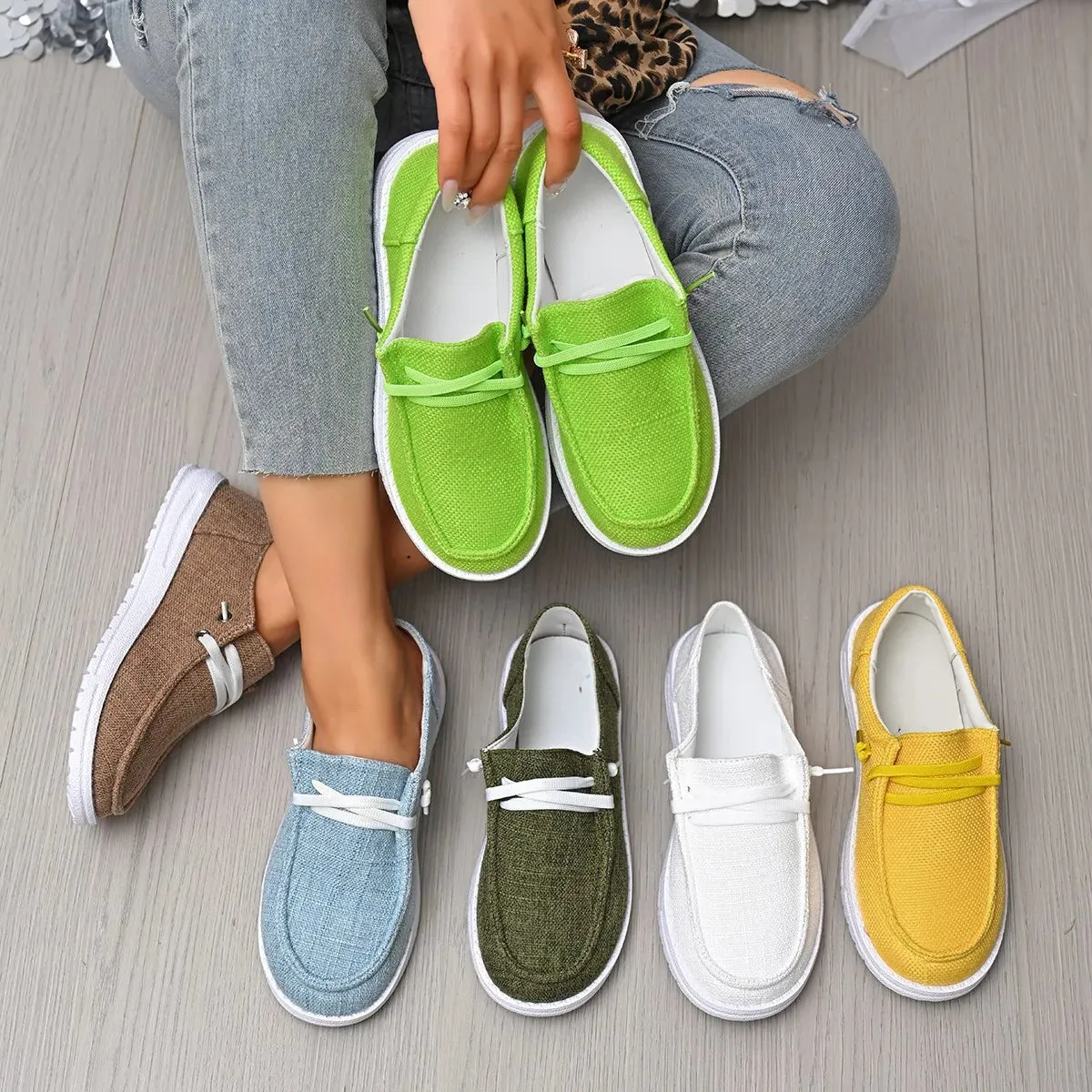 Round Toe Canvas Slip-Ons