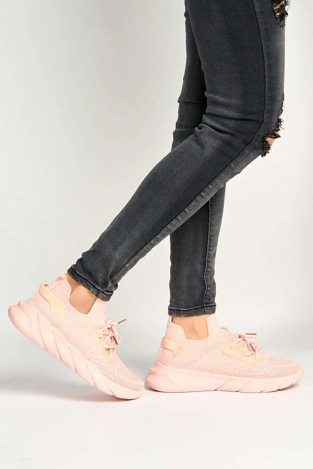 Savi Lace Up Trainers in Pink