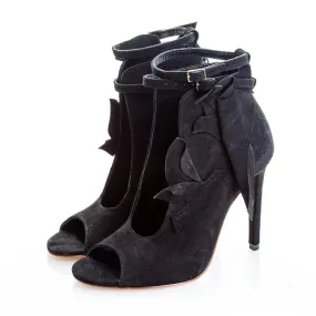 Seagulls cut out black suede booties