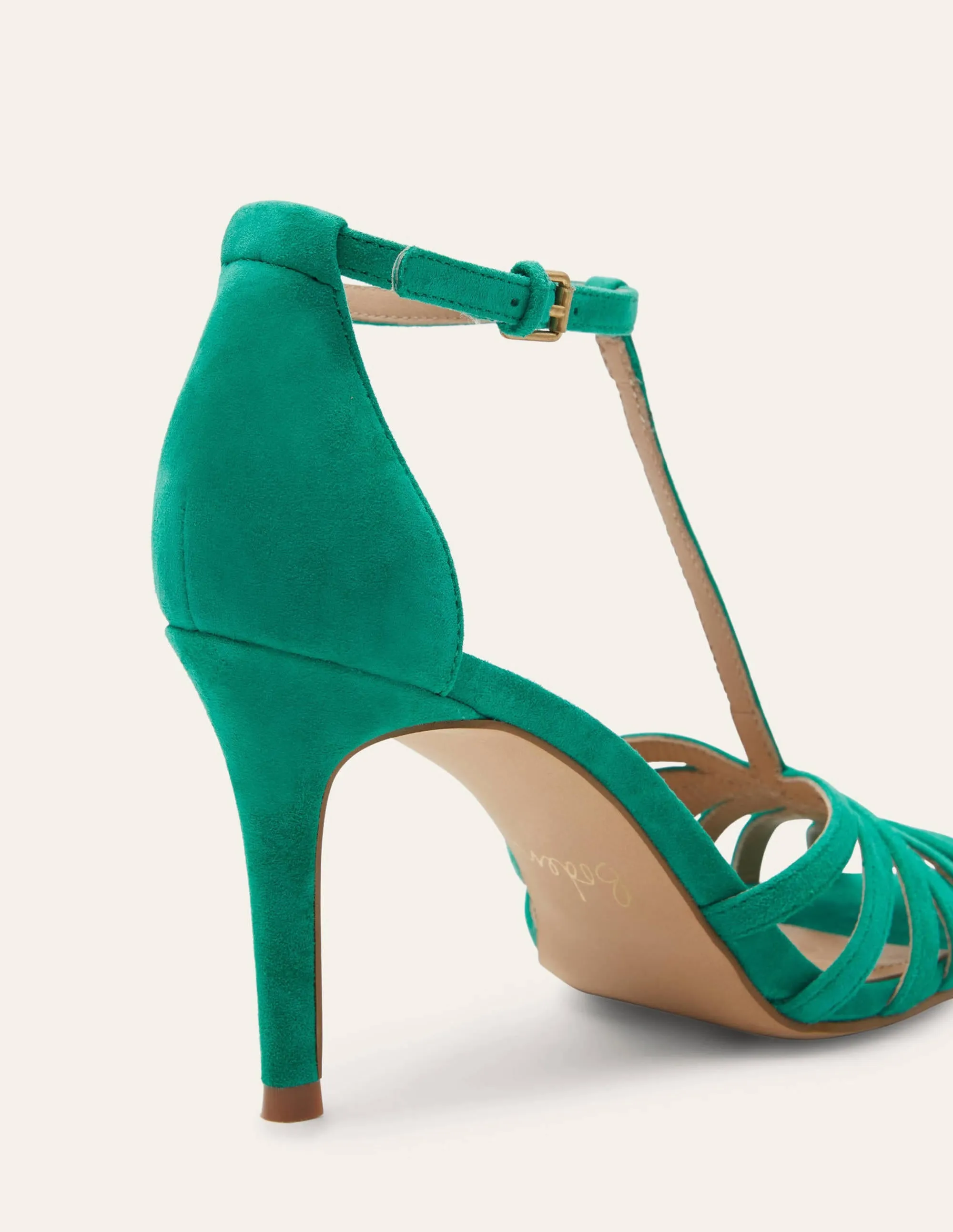 Tess Cage Heel Sandals-Emerald Green