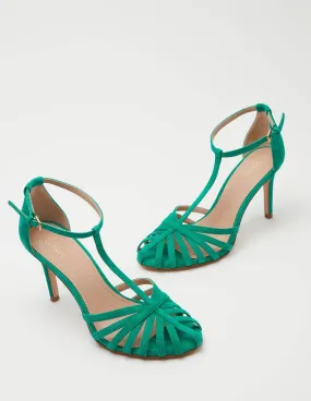Tess Cage Heel Sandals-Emerald Green