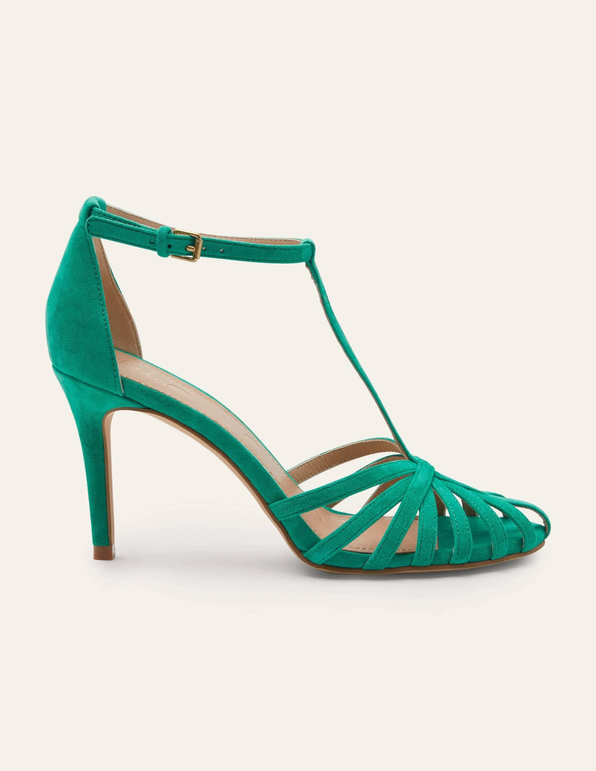 Tess Cage Heel Sandals-Emerald Green