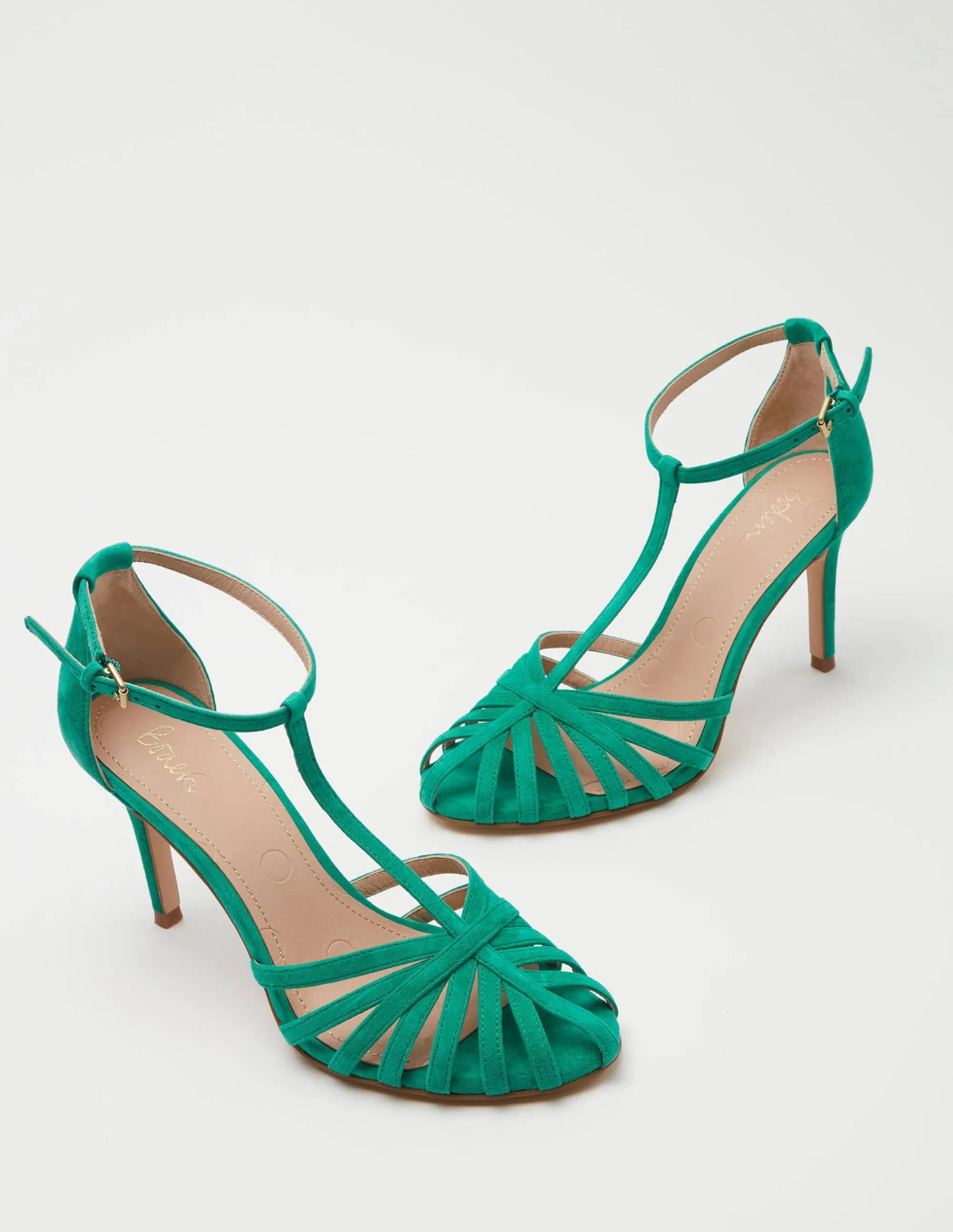 Tess Cage Heel Sandals-Emerald Green